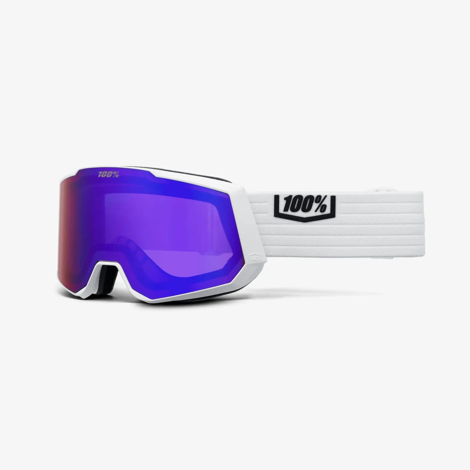 100% Snowcraft XL White - HiPER Violet Mirror   HiPER Silver Flash Mirror Snow Goggle