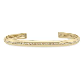 14k Pavé Diamond Line Knife Edge Cuff