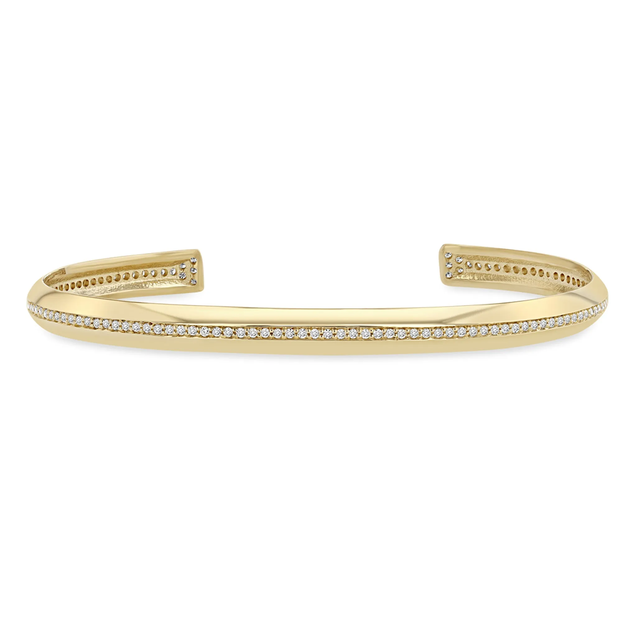 14k Pavé Diamond Line Knife Edge Cuff