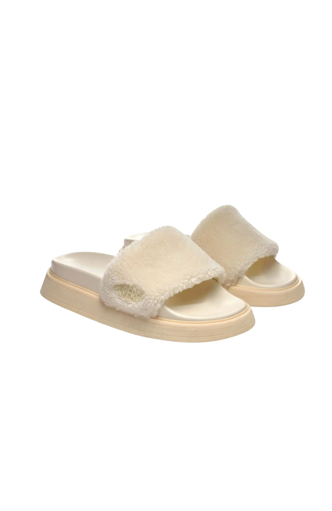 1918 Slide Platform Faux-Fur Beige Lt Eggshell