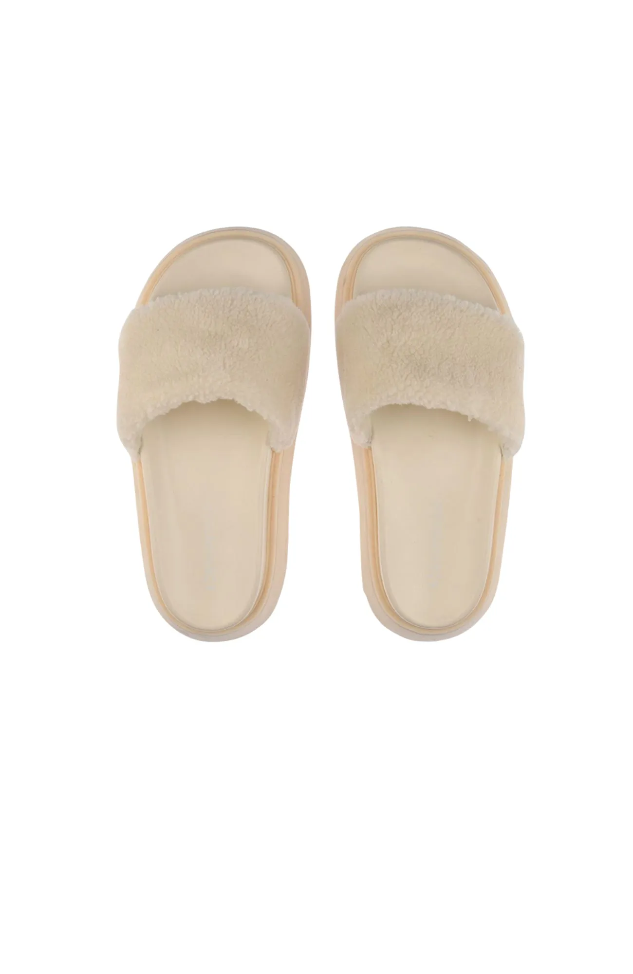 1918 Slide Platform Faux-Fur Beige Lt Eggshell