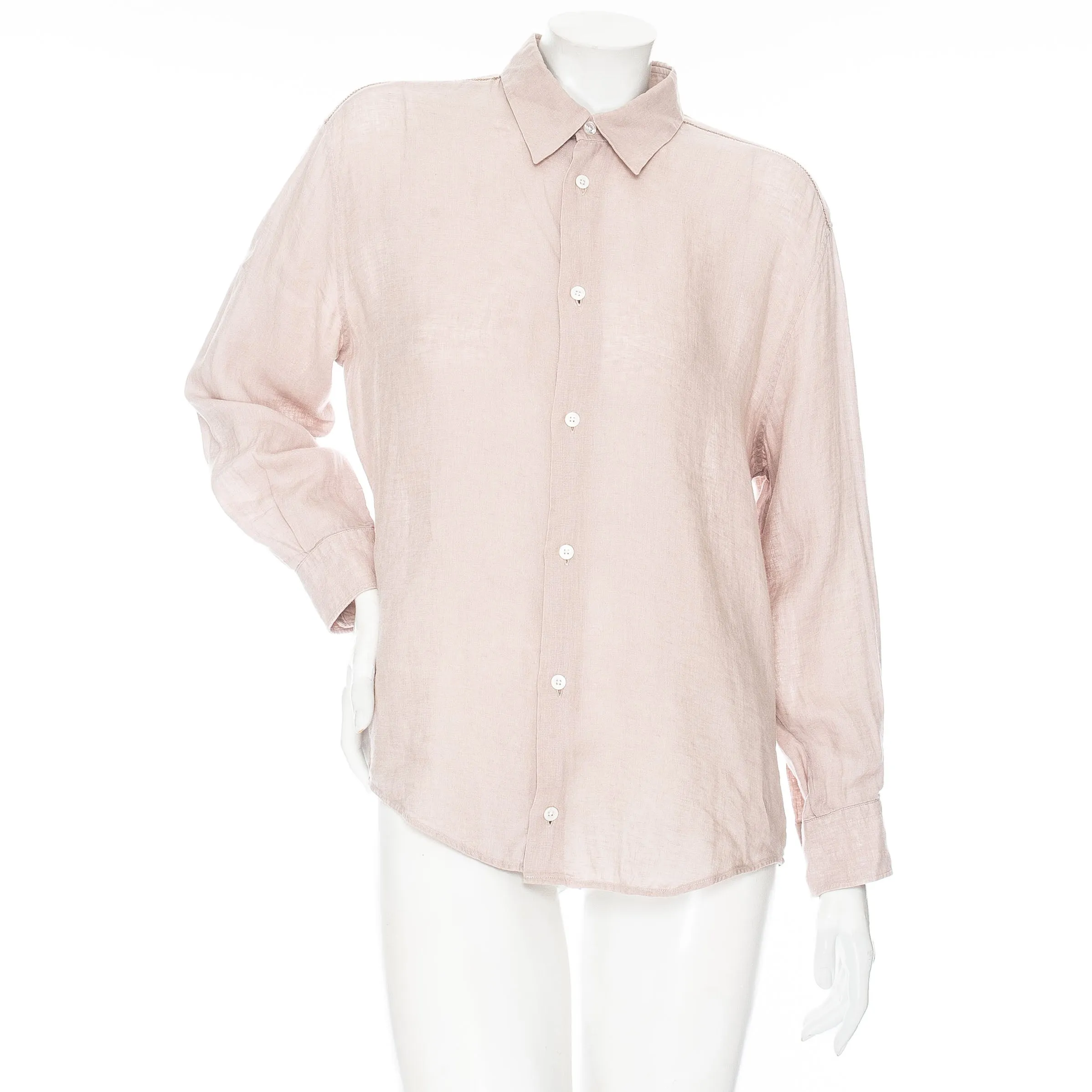 2000s Taupe Linen Button-Up Shirt