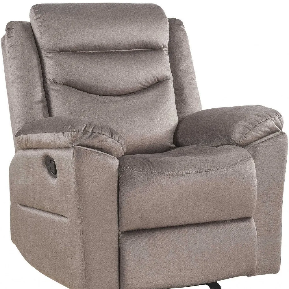 37 X 35 X 42 Velvet  Upholstery Metal Reclining Mechanism Glider Recliner