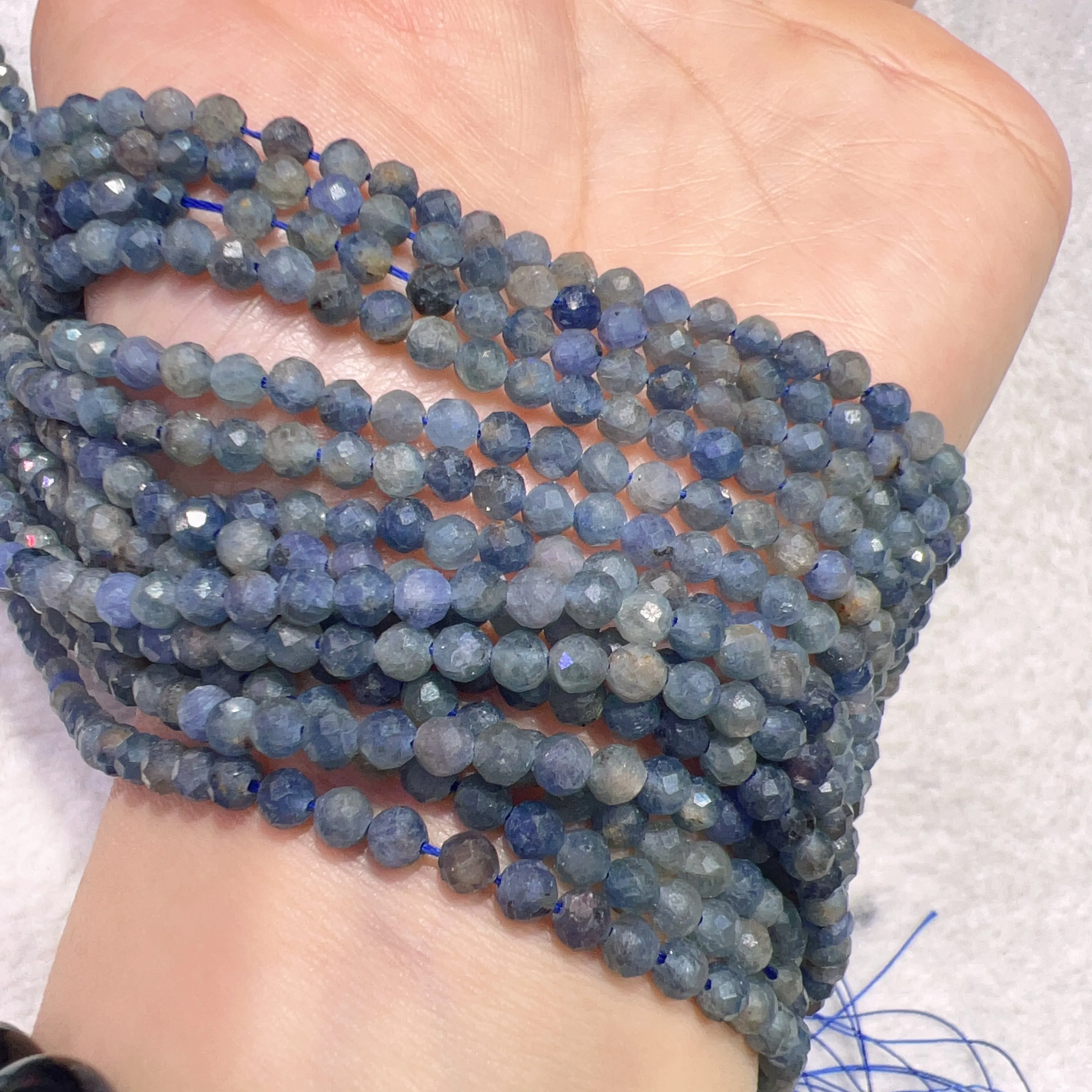 4mm Natural Faceted Sapphire Bead Strands for DIY Jewelry Projects