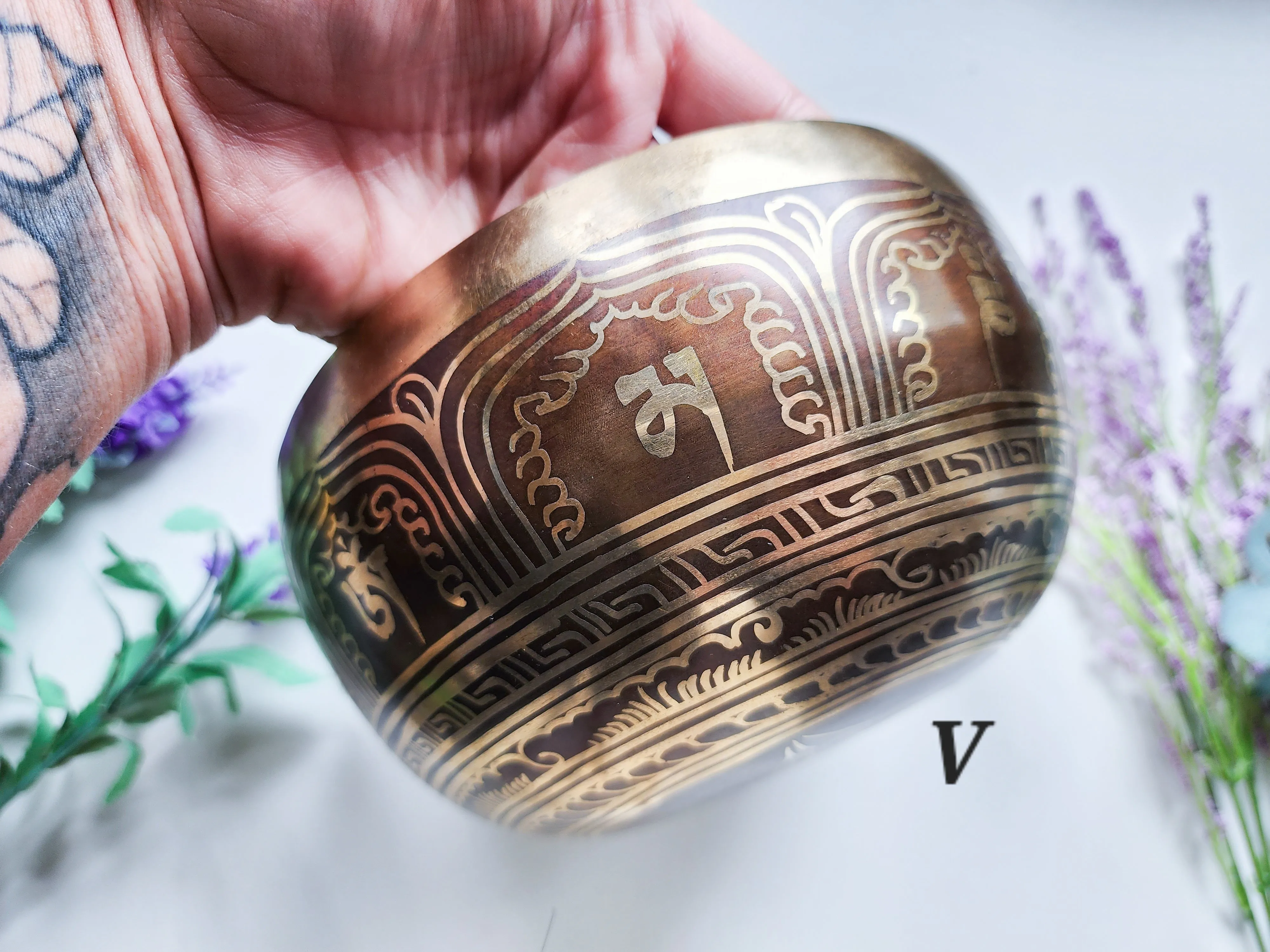 7 Tibetan Etched Singing Bowl