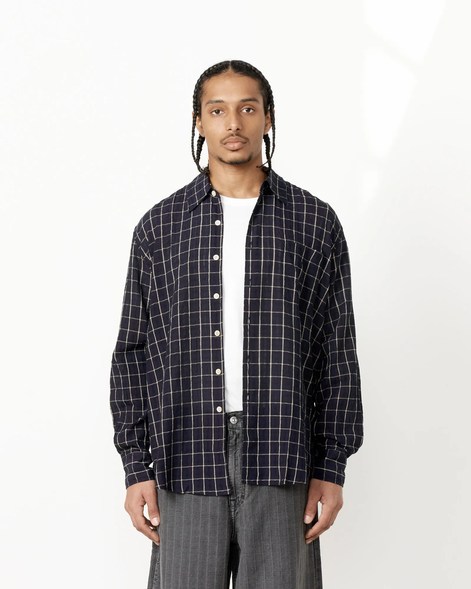 Above Shirt in Dark Mediterranean Check