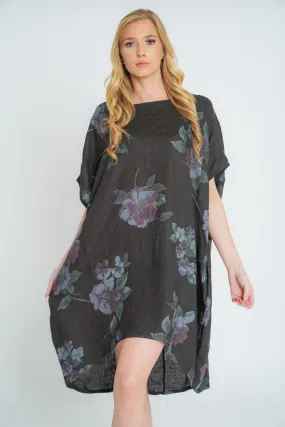 ADELINE Linen Dress CHARCOAL