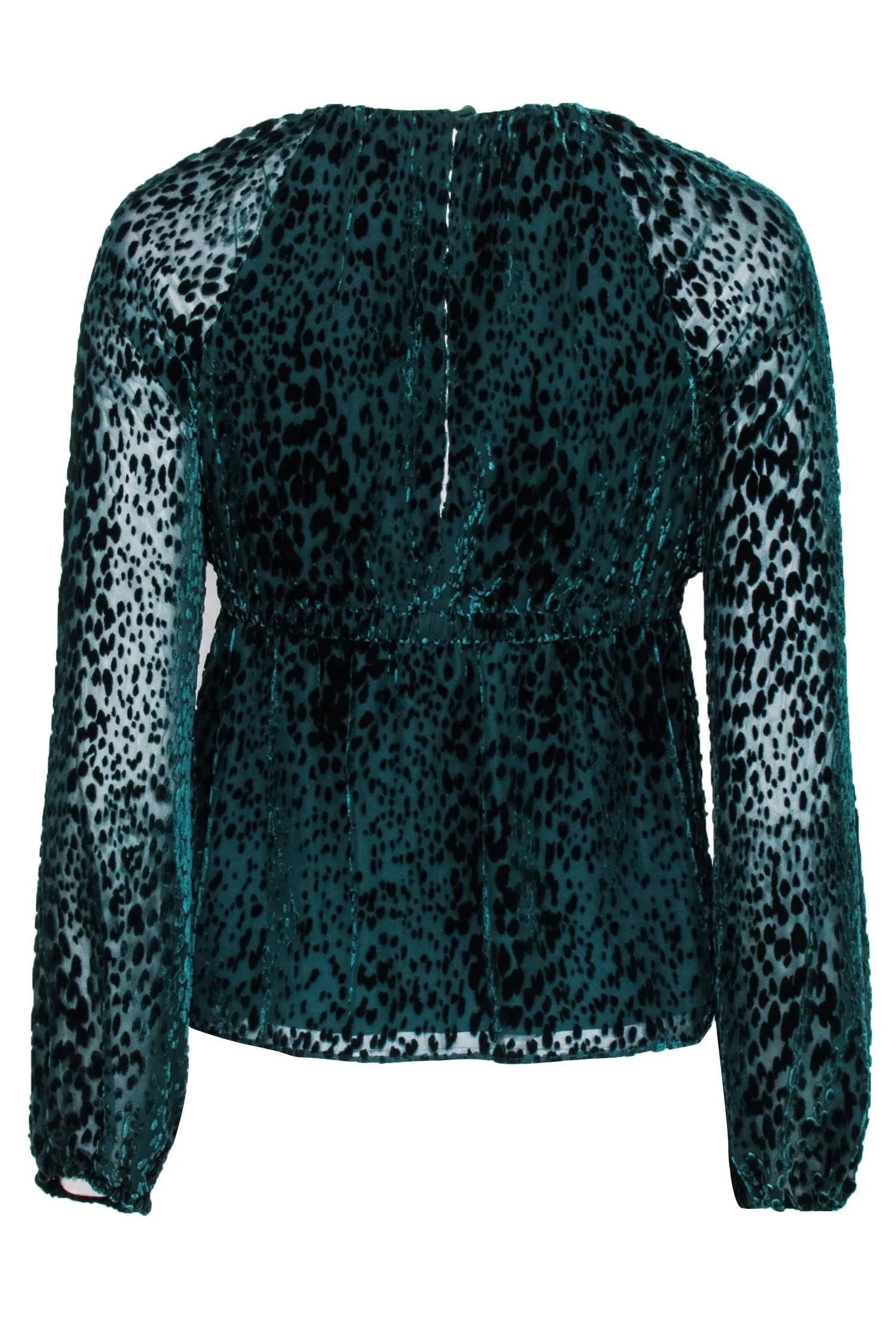 A.L.C. - Green Leopard Print Velevt Burn Out Top Sz 0