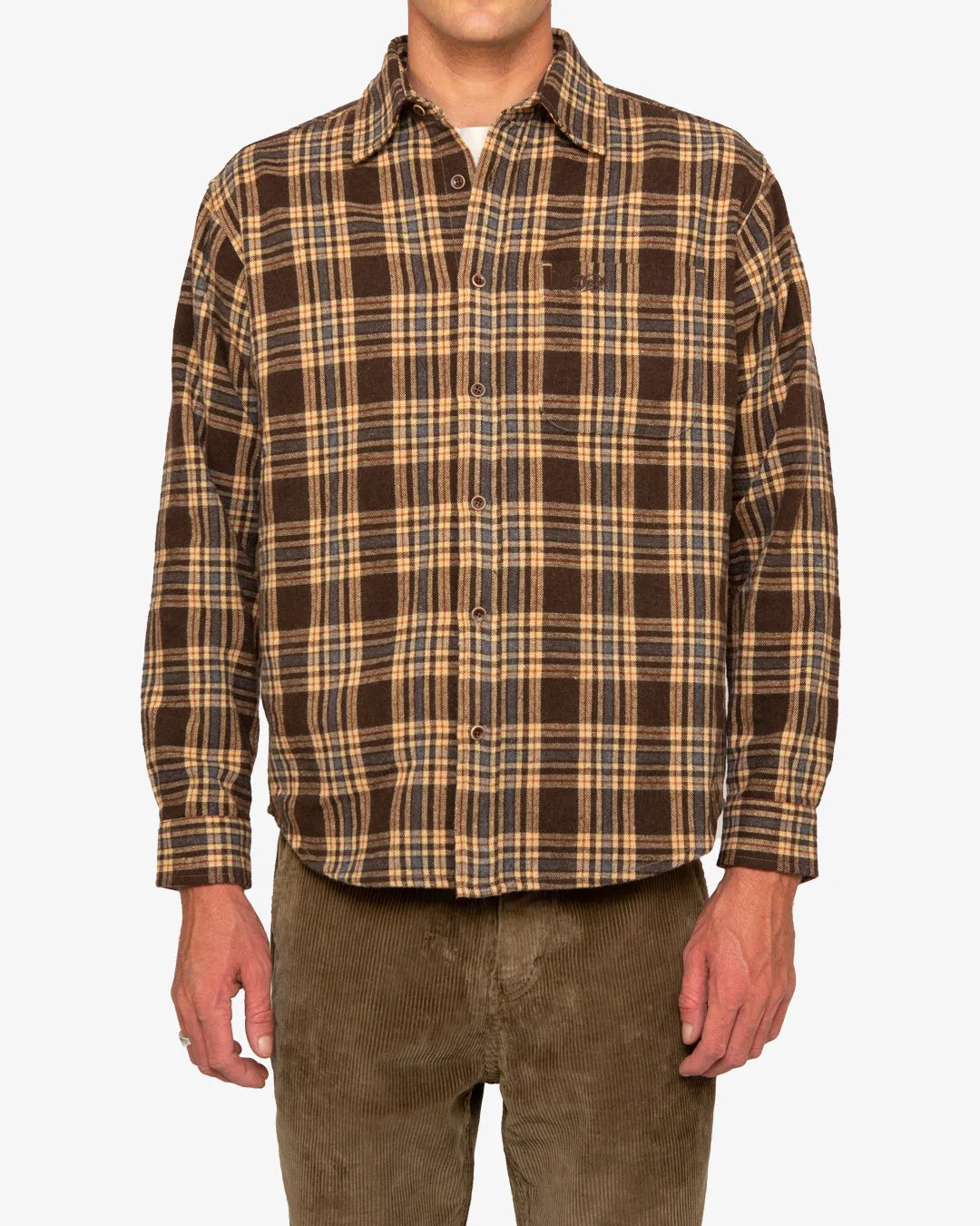 Allan Flannel Shirt - Choc Brown