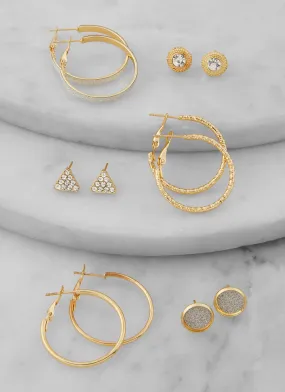 Assorted Stud and Hoop Earring Set of 6