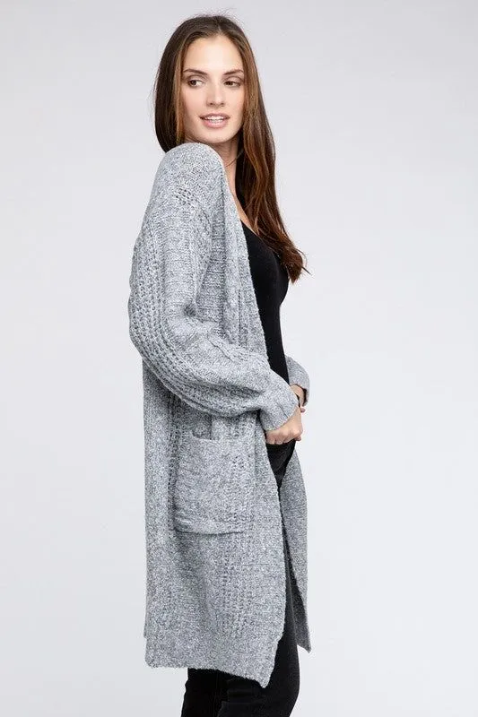 BiBi Twist Knitted Open Front Cardigan With Pockets