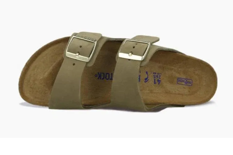 Birkenstock Faded Khaki Arizona Nubuck Leather Regular