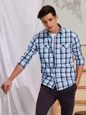 Blue Checked Cargo Shirt