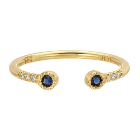 Blue Sapphire Bezel Equilibrium Cuff Ring