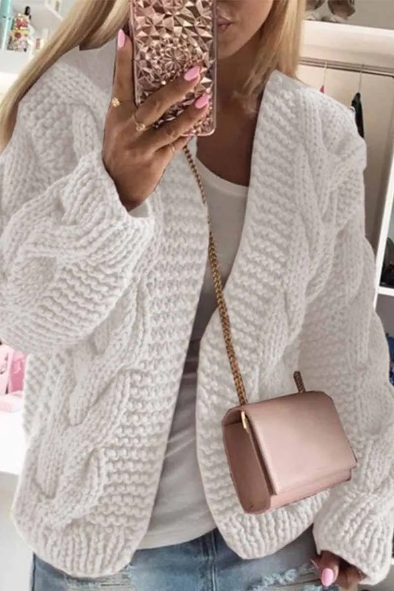 Bold Twist Knit Cardigan Sweater(3 Colors)