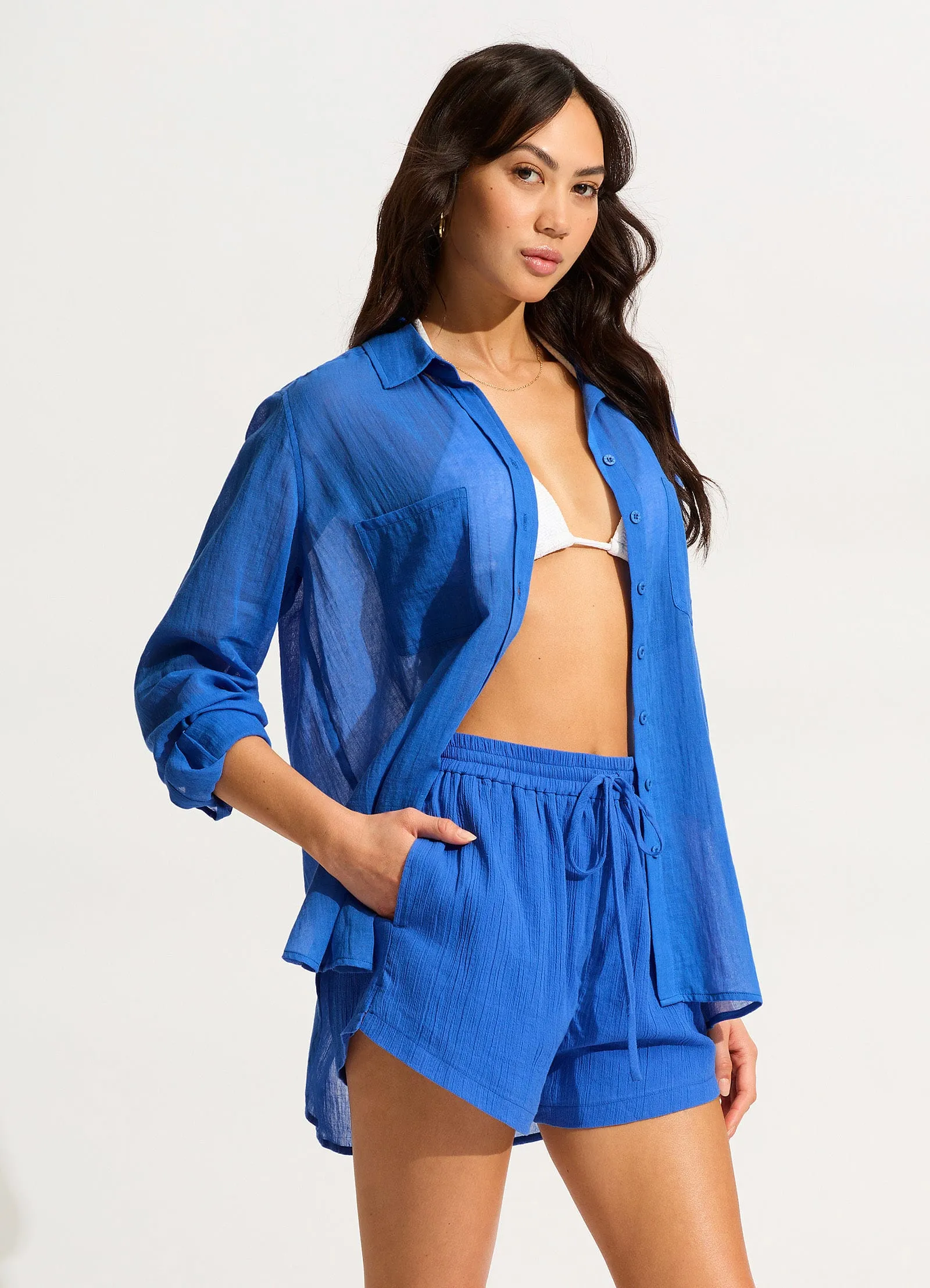 Breeze Beach Shirt - Azure