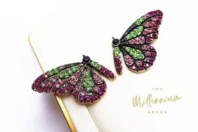 Butterfly Crystal Rhinestones Earrings, Stud Earrings, Statement Earrings, Bridesmaid Earrings, Colorful Butterfly Gold Earrings.