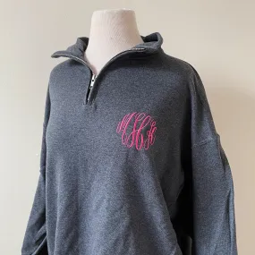 Charcoal Monogram Quarter Zip Sweatshirt