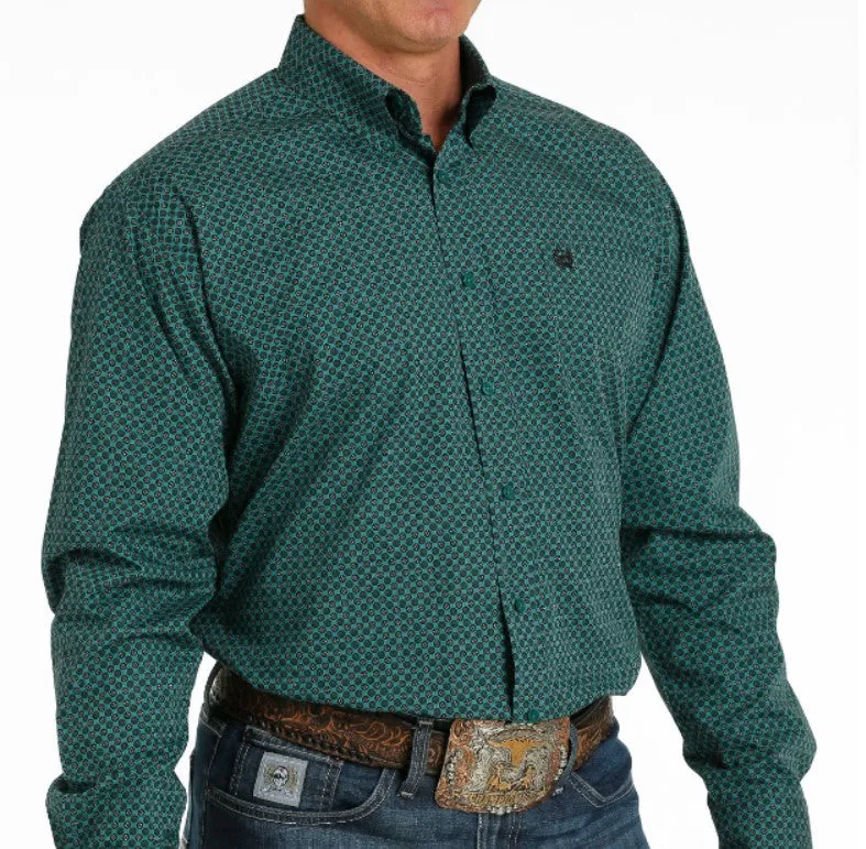 Cinch Mens Long Sleeve Shirt - Teal Pattern