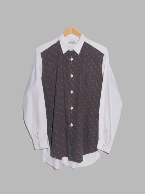 Comme des Garcons Homme 2000 grey shirt with charcoal floral print front - M L