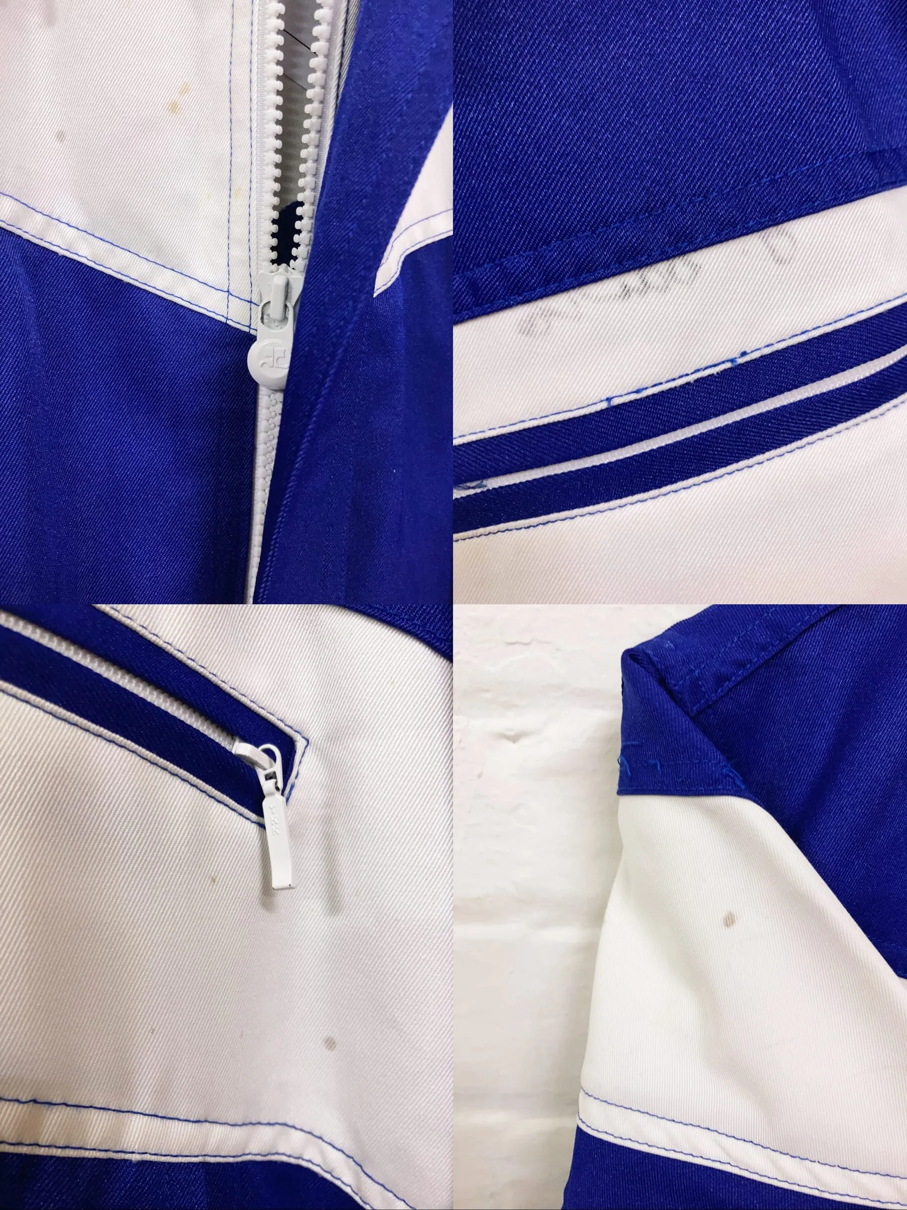 Courreges Homme 1980s blue and white twill jumpsuit