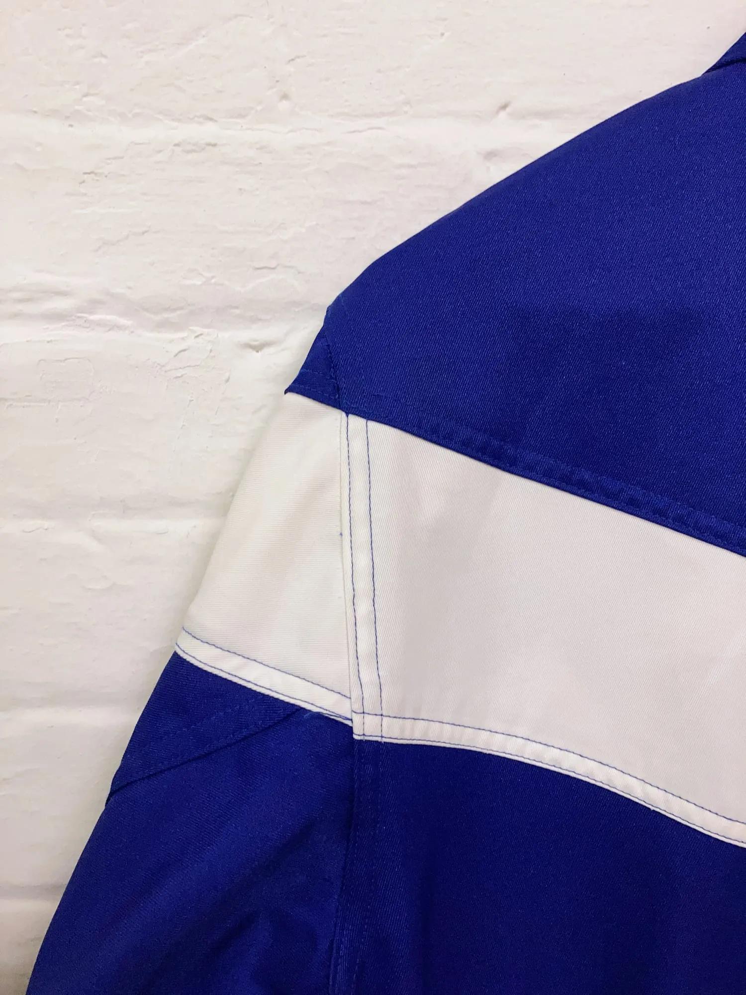 Courreges Homme 1980s blue and white twill jumpsuit