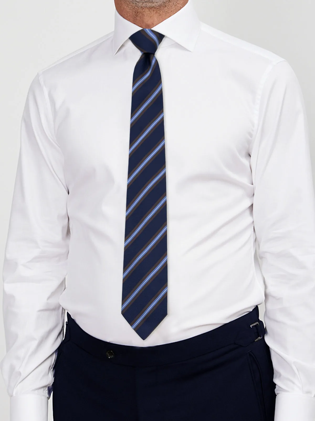 Dark Navy & Mahogany Regimental Stripe Tie