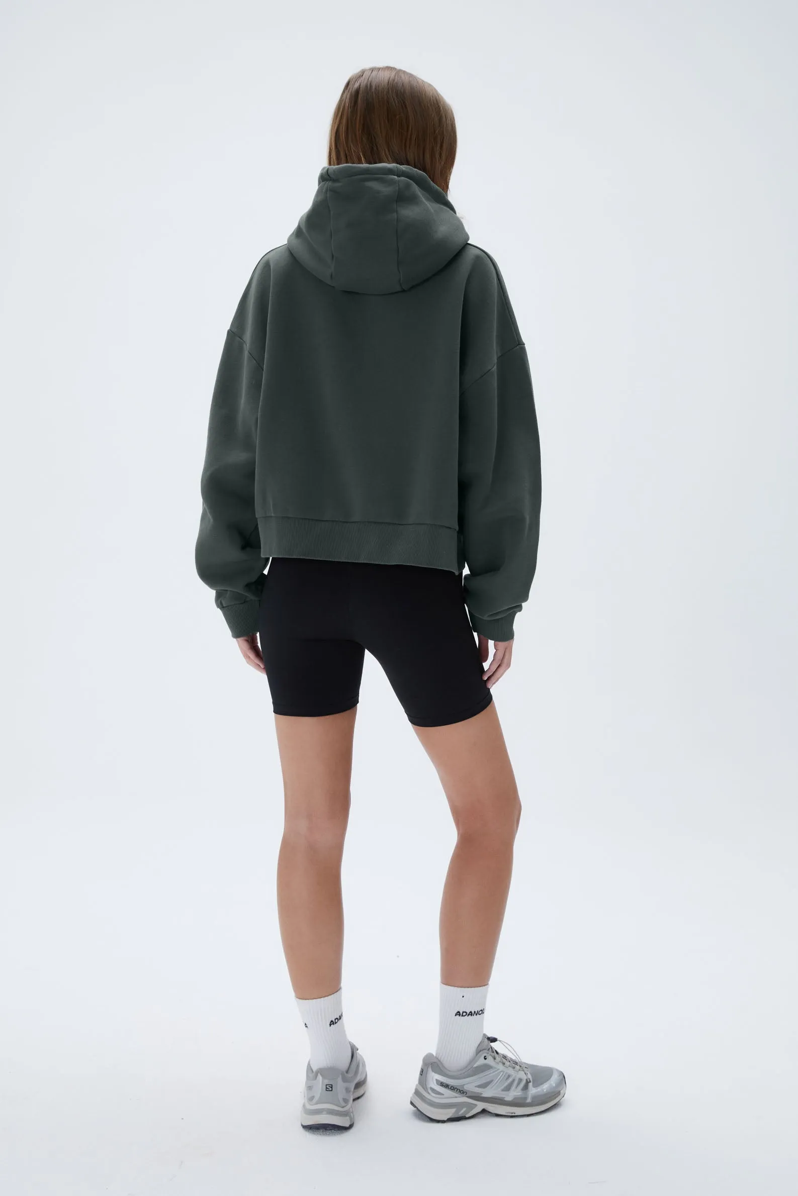 Distressed ADA Boxy Hoodie - Mineral Green