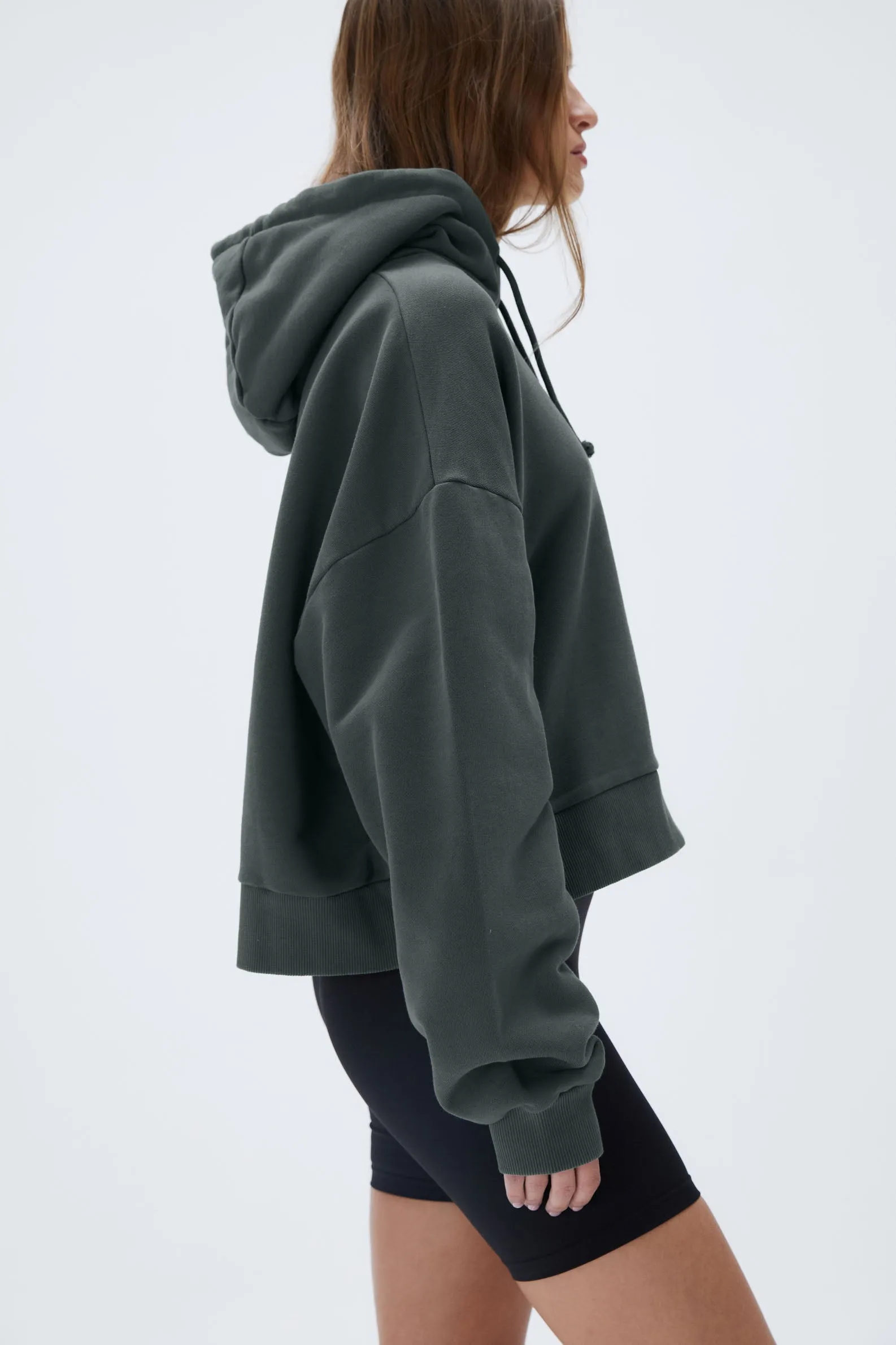 Distressed ADA Boxy Hoodie - Mineral Green