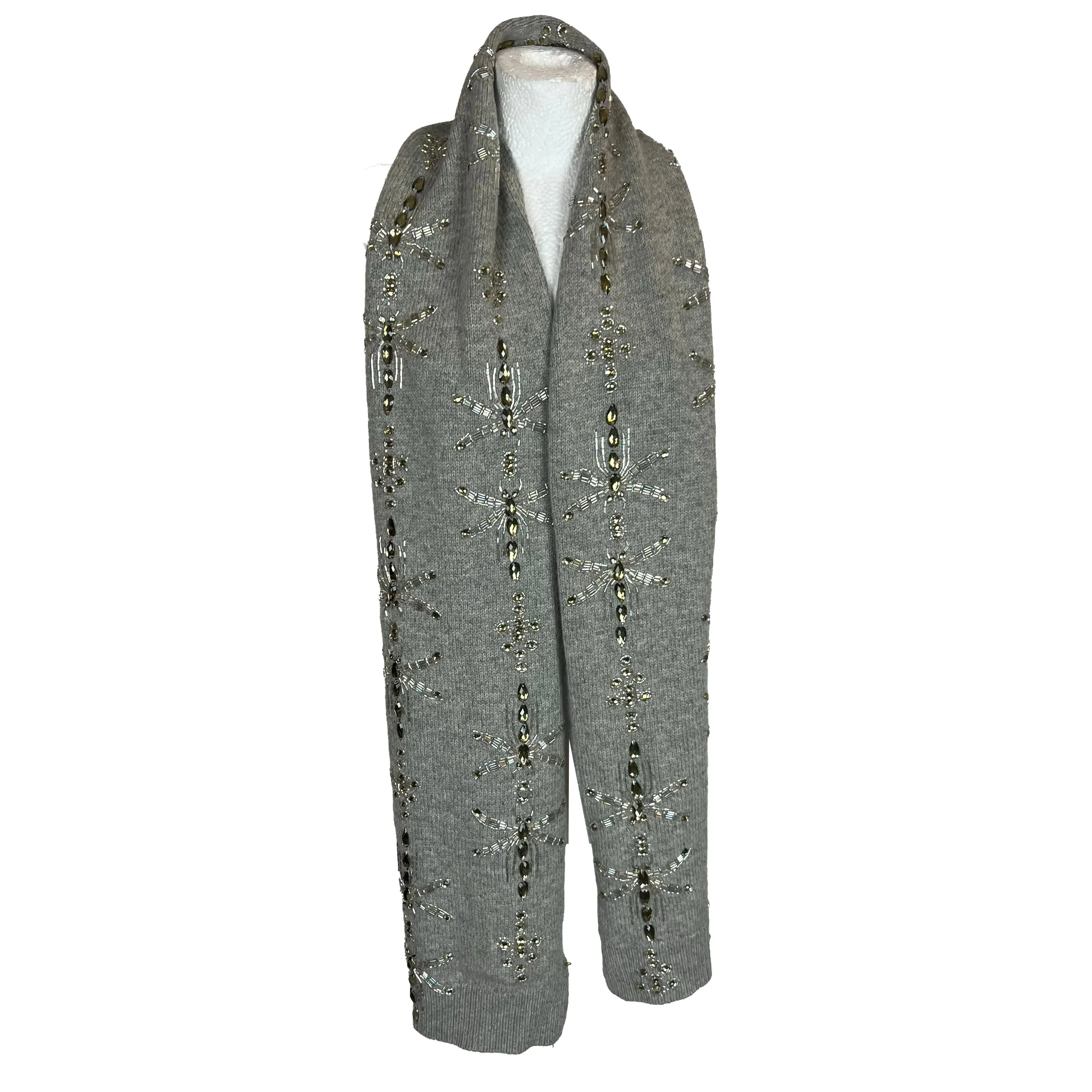 Dries Van Noten Brand New $1215 Dragonfly Embellished Alpaca Scarf