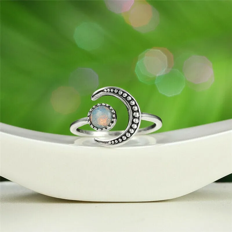 Eclipse Moonstone Adjustable Ring