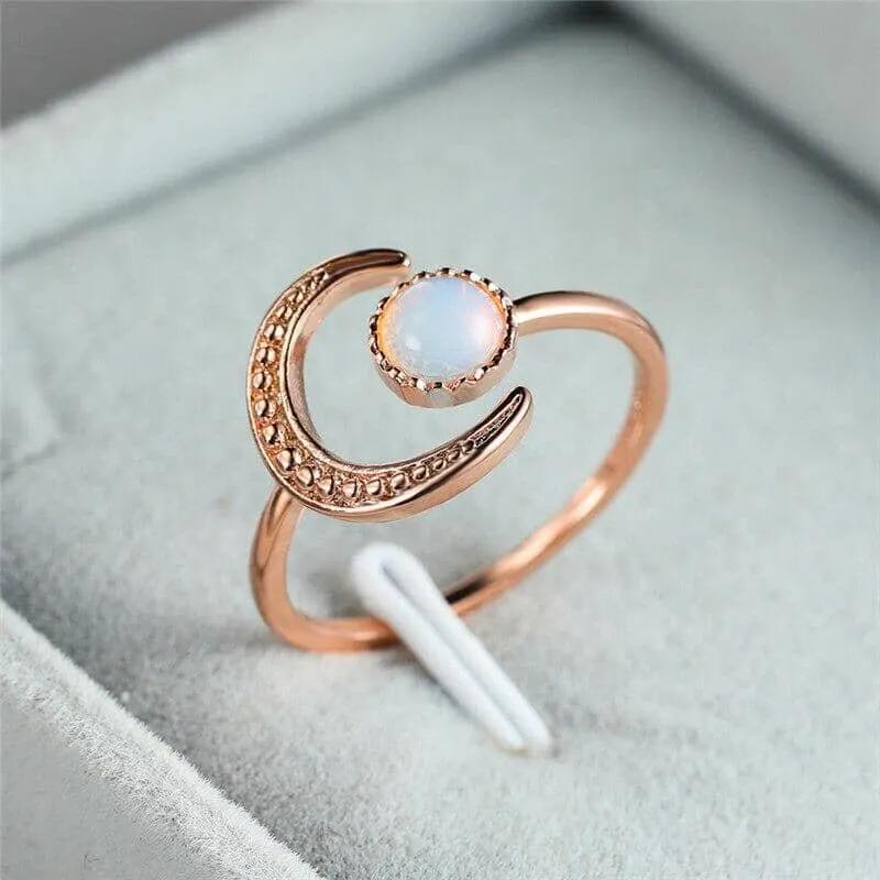 Eclipse Moonstone Adjustable Ring