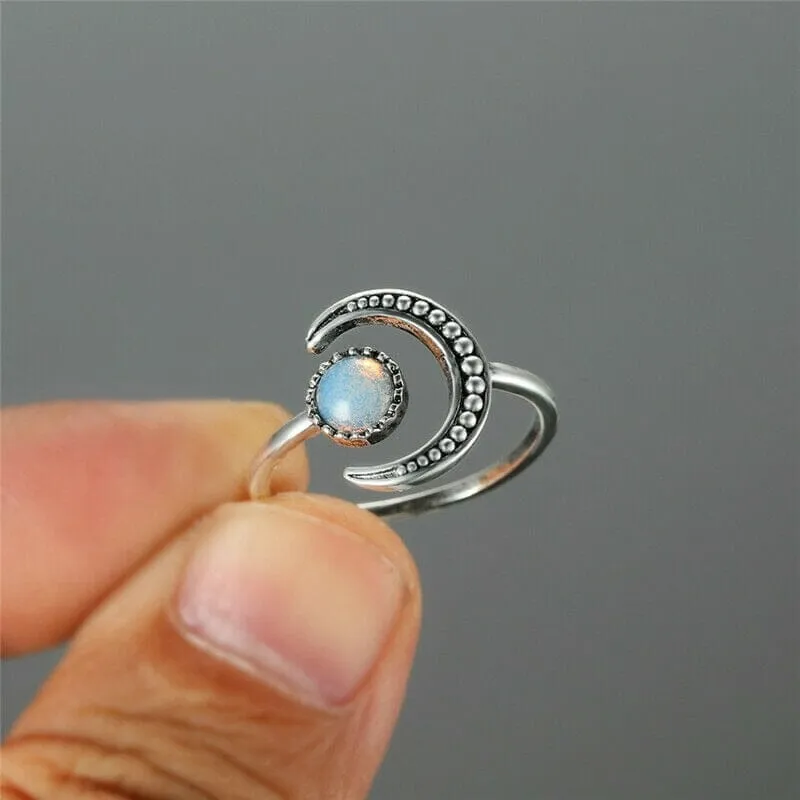 Eclipse Moonstone Adjustable Ring