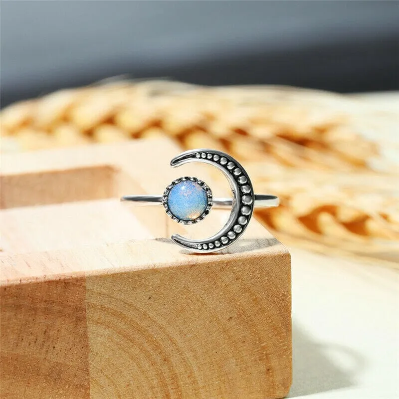 Eclipse Moonstone Adjustable Ring