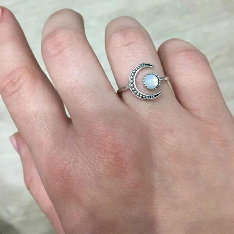 Eclipse Moonstone Adjustable Ring