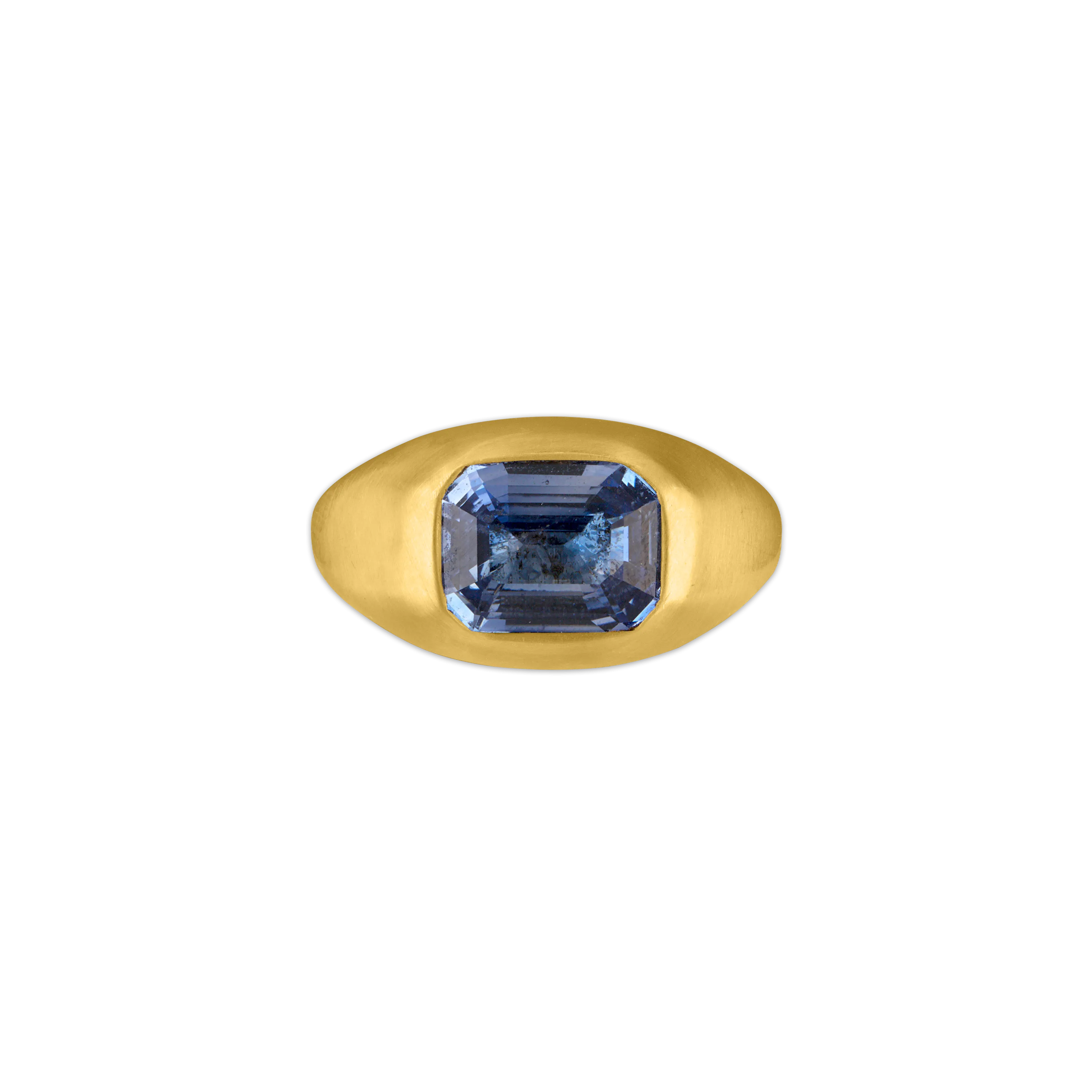 Emerald Cut Blue Sapphire Roz Ring