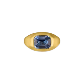 Emerald Cut Blue Sapphire Roz Ring