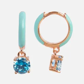 Enamel CZ Charm Huggie Hoop Earrings