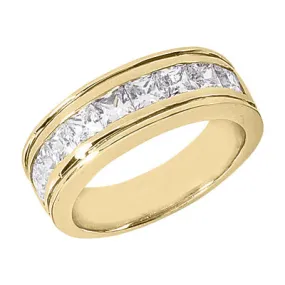 EROS Men's Diamond Wedding Ring Princess Cut Channel Set in 18K Gold 3 Carat E Color VS1 Clarity By Mike Nekta NYC Size 12