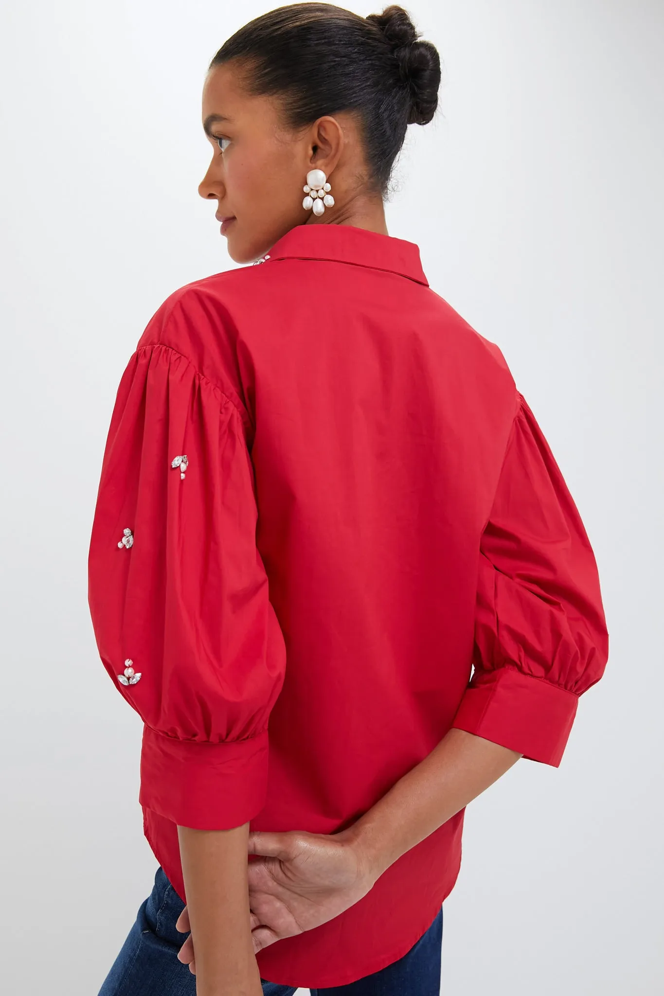 Exclusive Red Bara with Rhinestone Sleeves