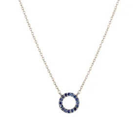 Gemstone Pavé Open Circle Necklace