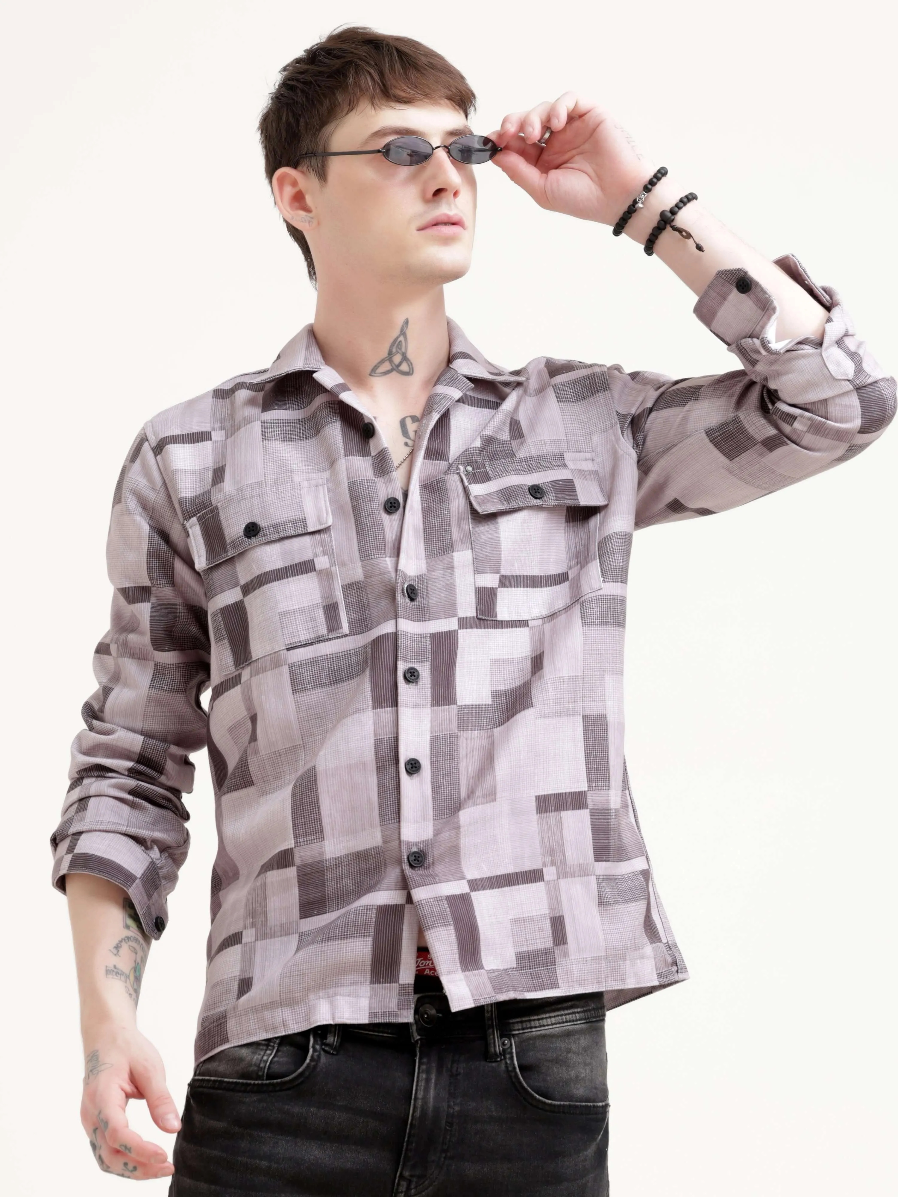 Geovibrance abstract brown Overshirt