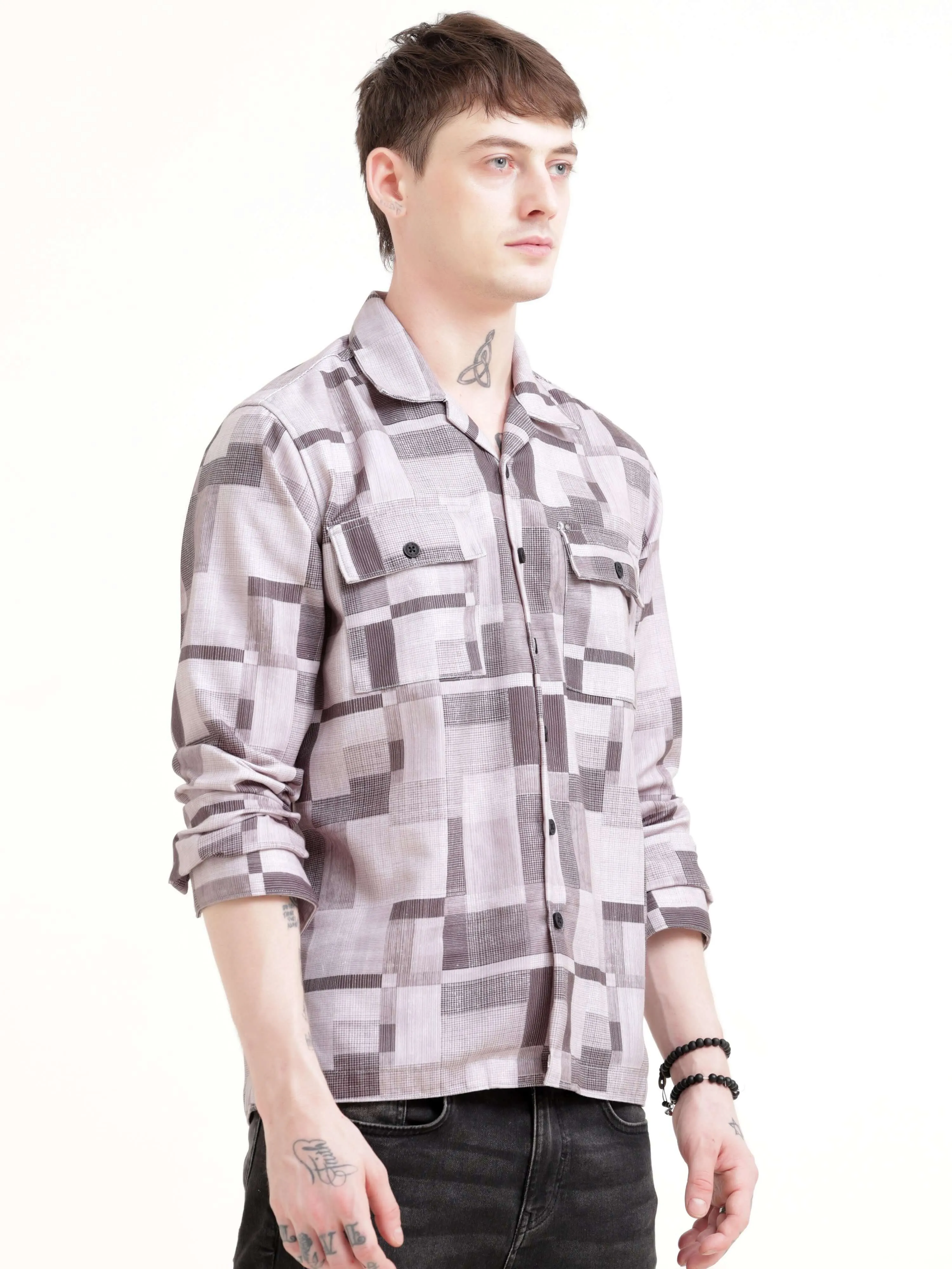 Geovibrance abstract brown Overshirt