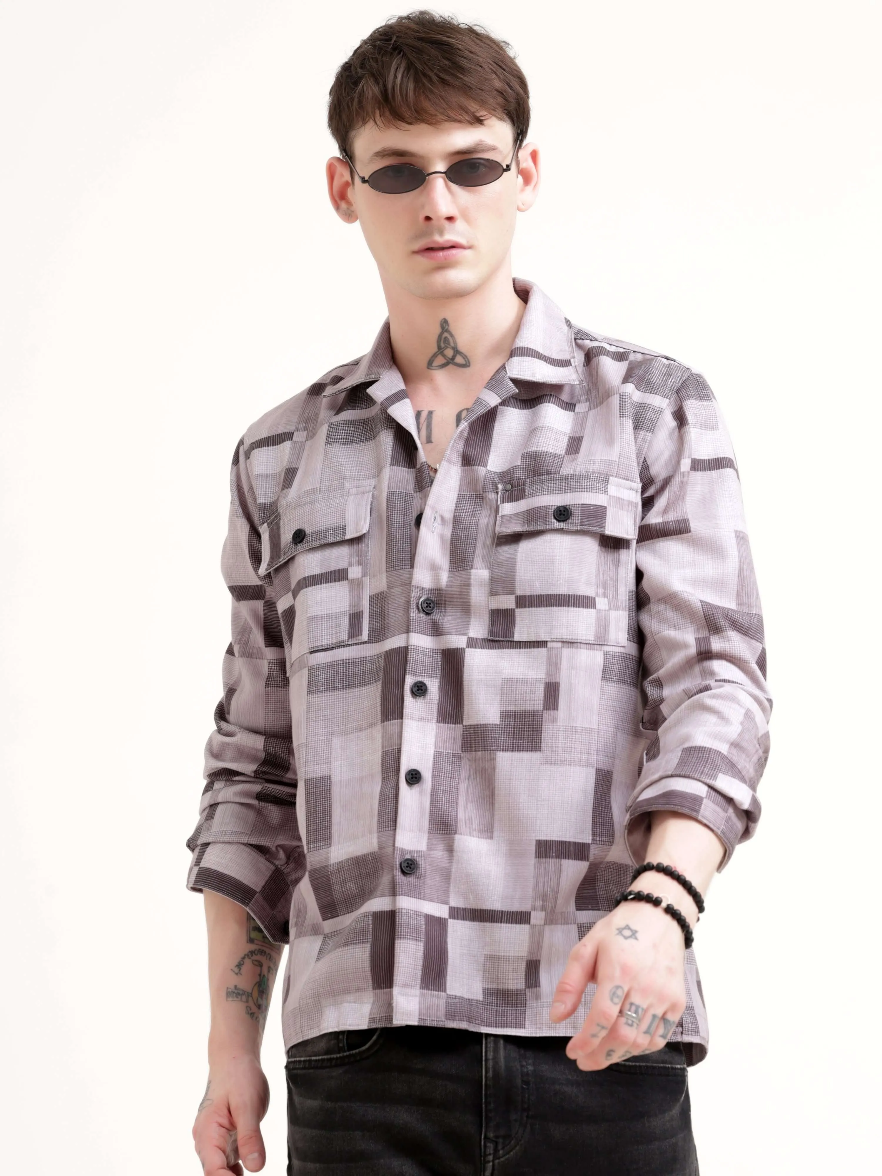 Geovibrance abstract brown Overshirt