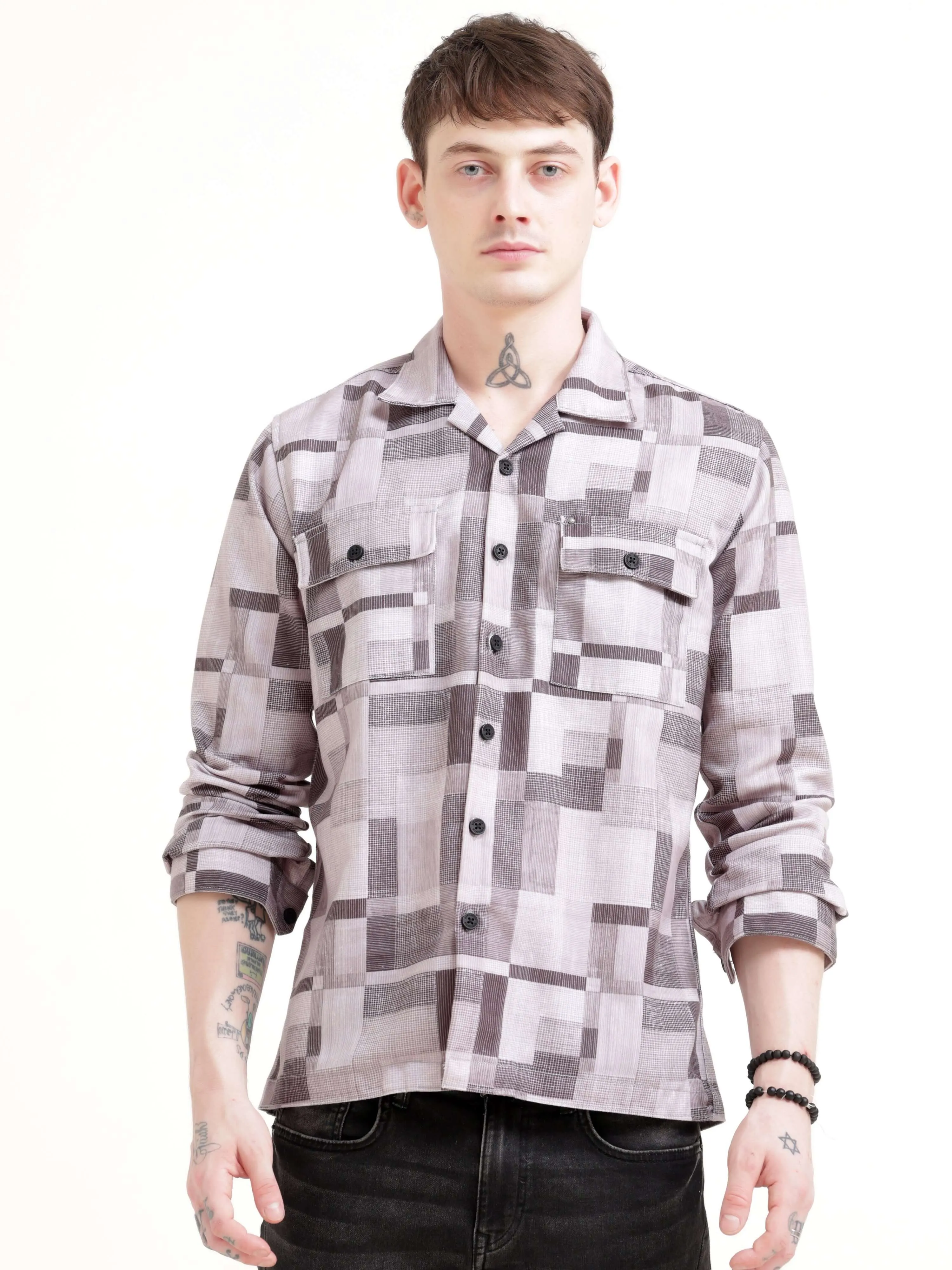 Geovibrance abstract brown Overshirt