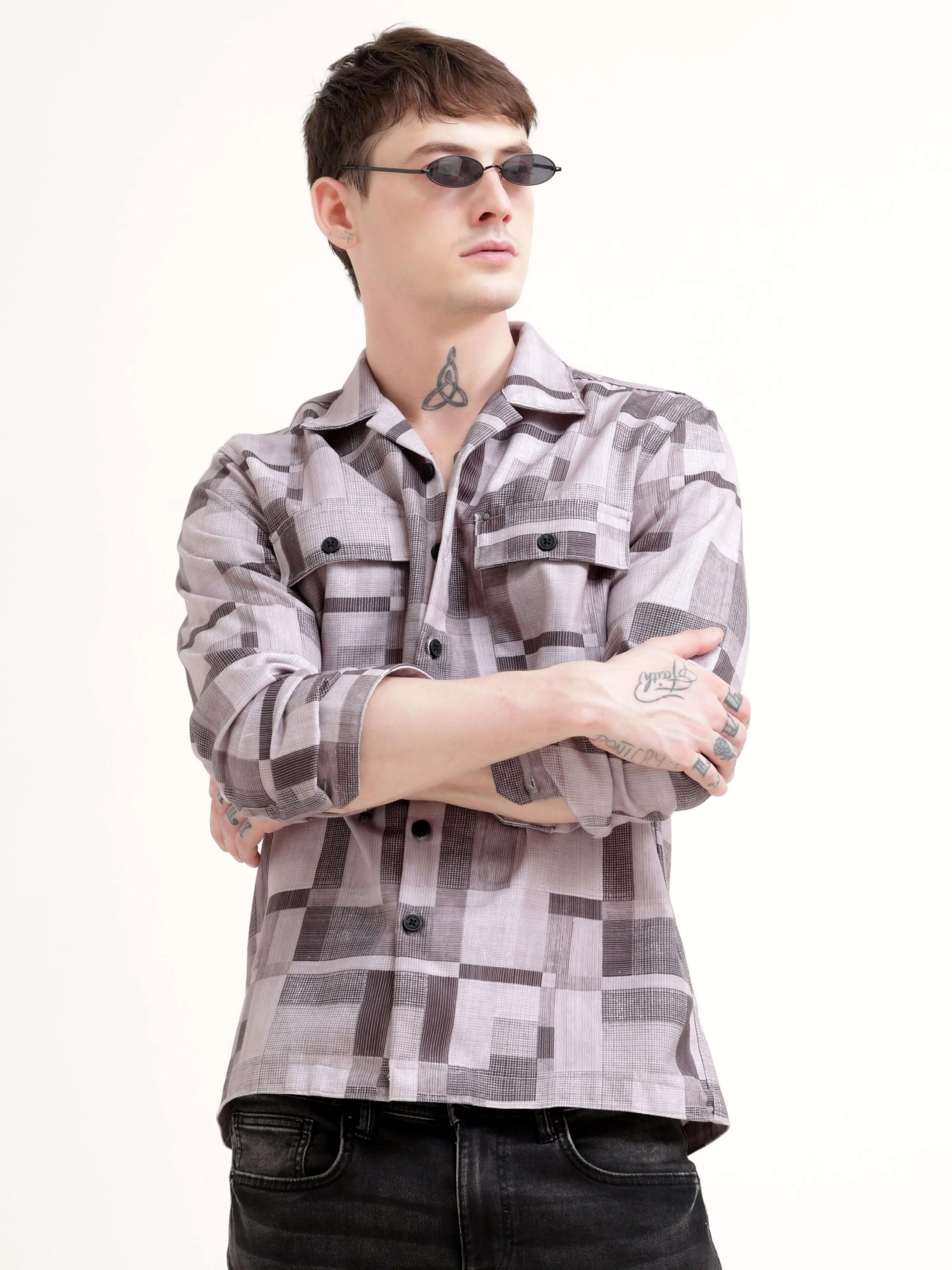 Geovibrance abstract brown Overshirt