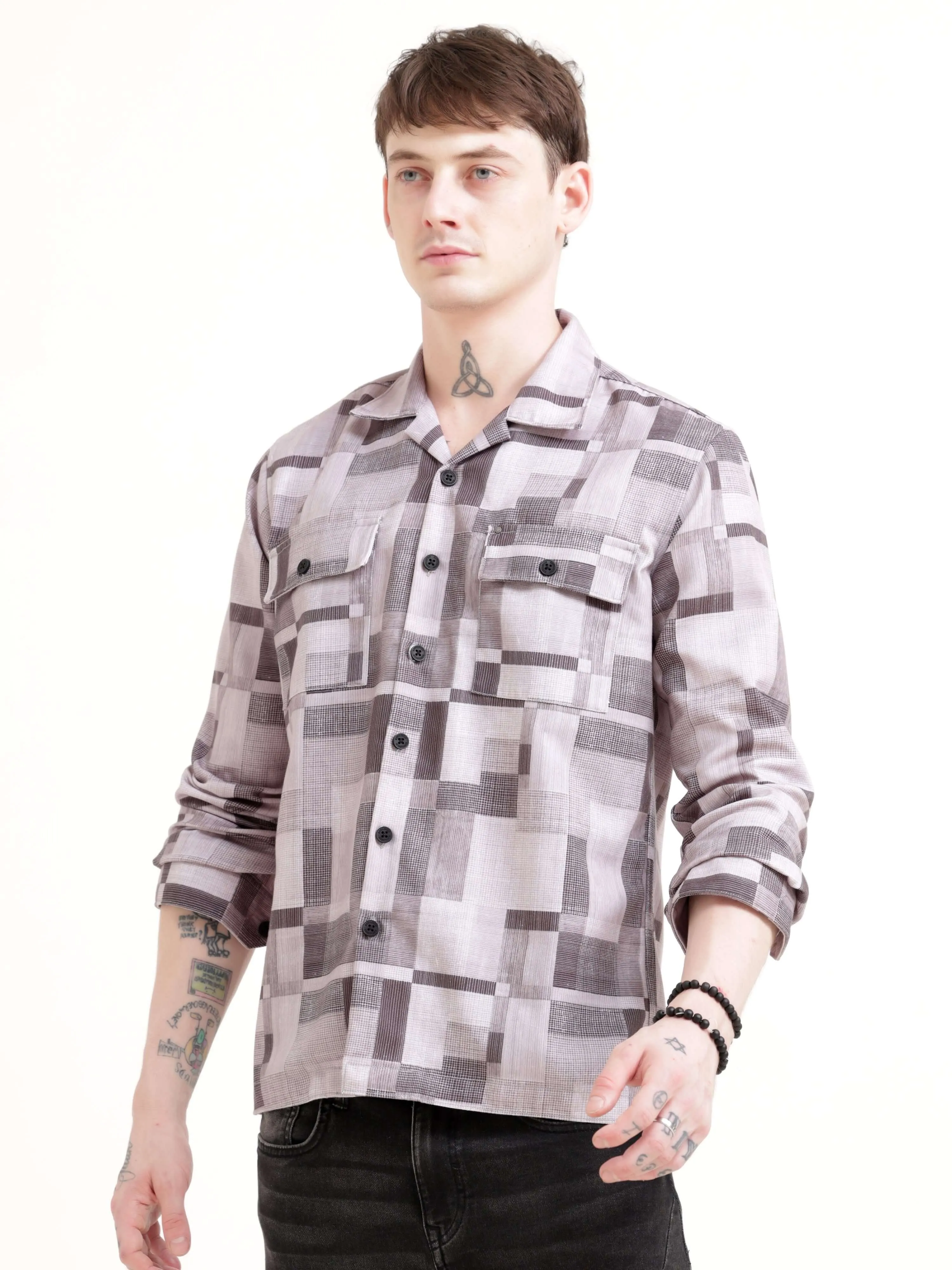 Geovibrance abstract brown Overshirt