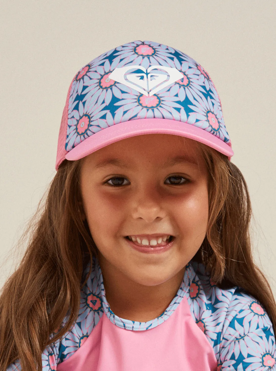 Girls 2-7 Sweet Emotions Trucker Hat - Crystal Teal Sol Flower