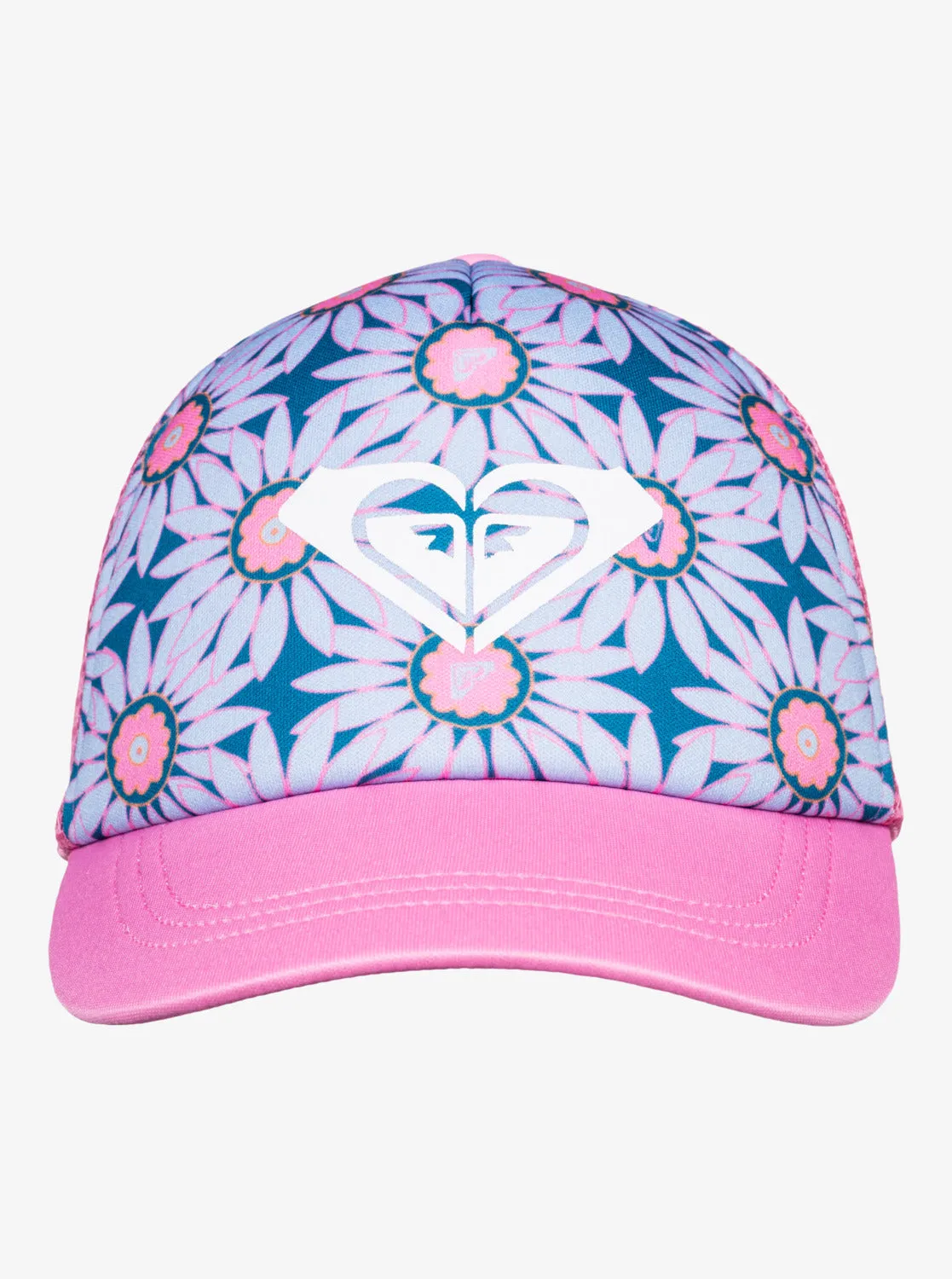 Girls 2-7 Sweet Emotions Trucker Hat - Crystal Teal Sol Flower