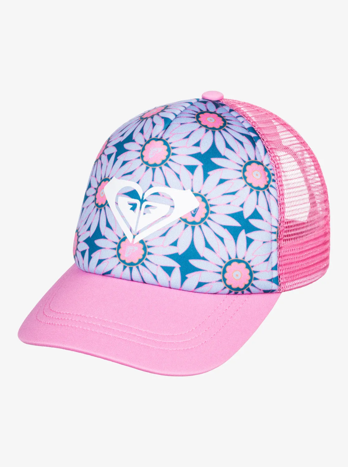 Girls 2-7 Sweet Emotions Trucker Hat - Crystal Teal Sol Flower